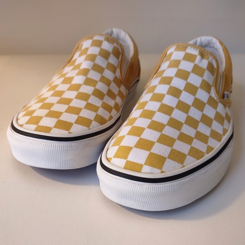 Vans Slip On Gold/White Checkerboard Shoes Women's 10  Men's 8.5 - Picture 4 of 9